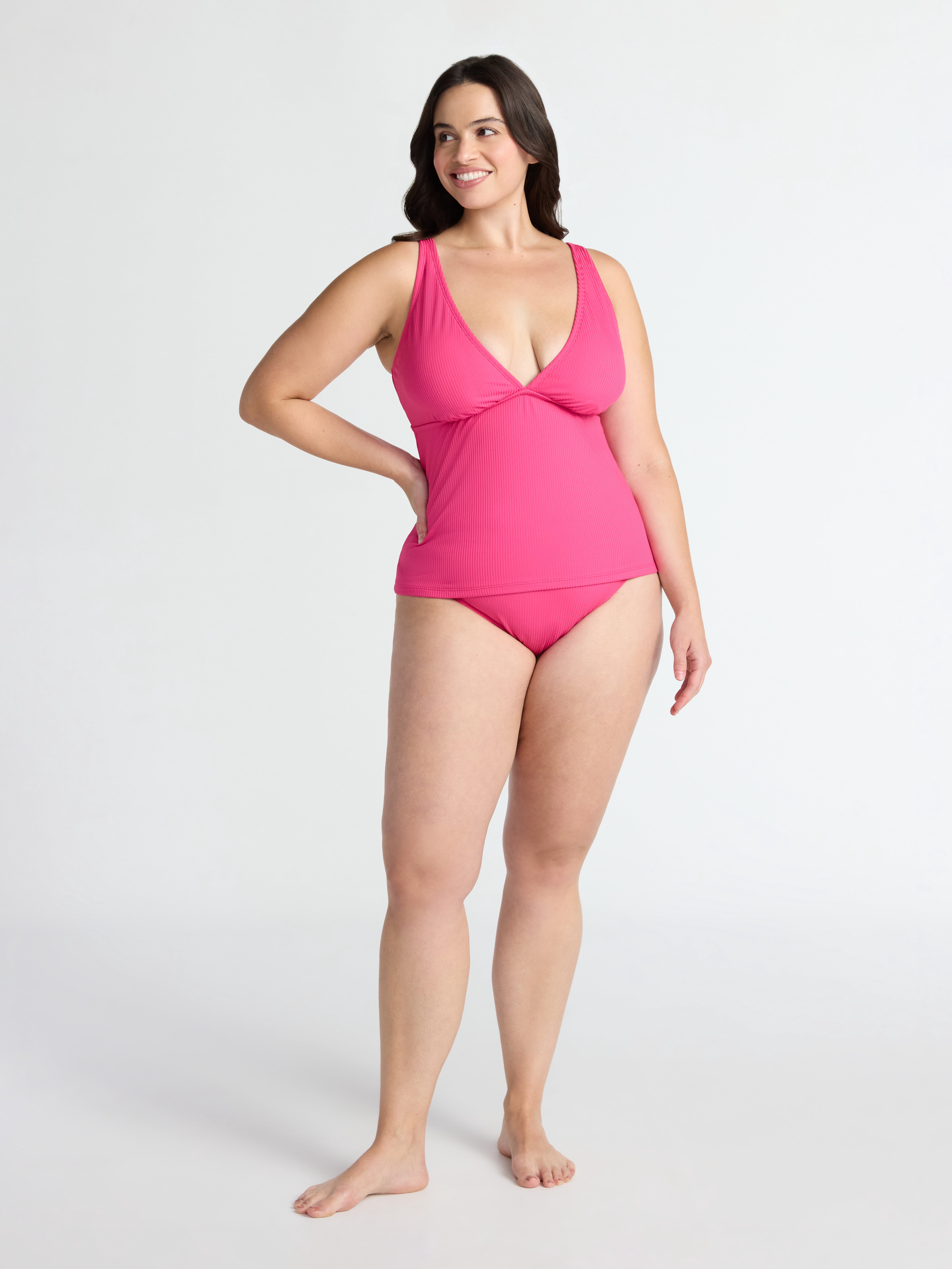 Time and Tru Women’s and Women’s Plus V Neck Tankini Top, Sizes XS-2X