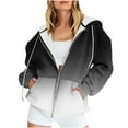 thumbnail image 3 of ZyeKqe Women's Zip up Hoodies Jackets Fall Winter Long Sleeve Sweatshirts Drawstring Hooded Top Gradient Color Sweatshirt, 3 of 9
