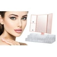 TriFold Makeup Vanity Mirror with LED Lights, 3X/2X Magnified, 180