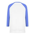 thumbnail image 4 of Breezora Modern Women's Contrast Panel Raglan Sleeve V Neck 3/4 Length Casual Comfort Tops L Size Blue, 4 of 6
