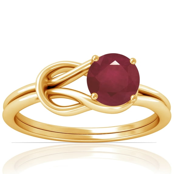 GemsNY July Birthstone - Vintage Prong Set Round Ruby Solitaire Ring (Grade - A | 1.05cts.)