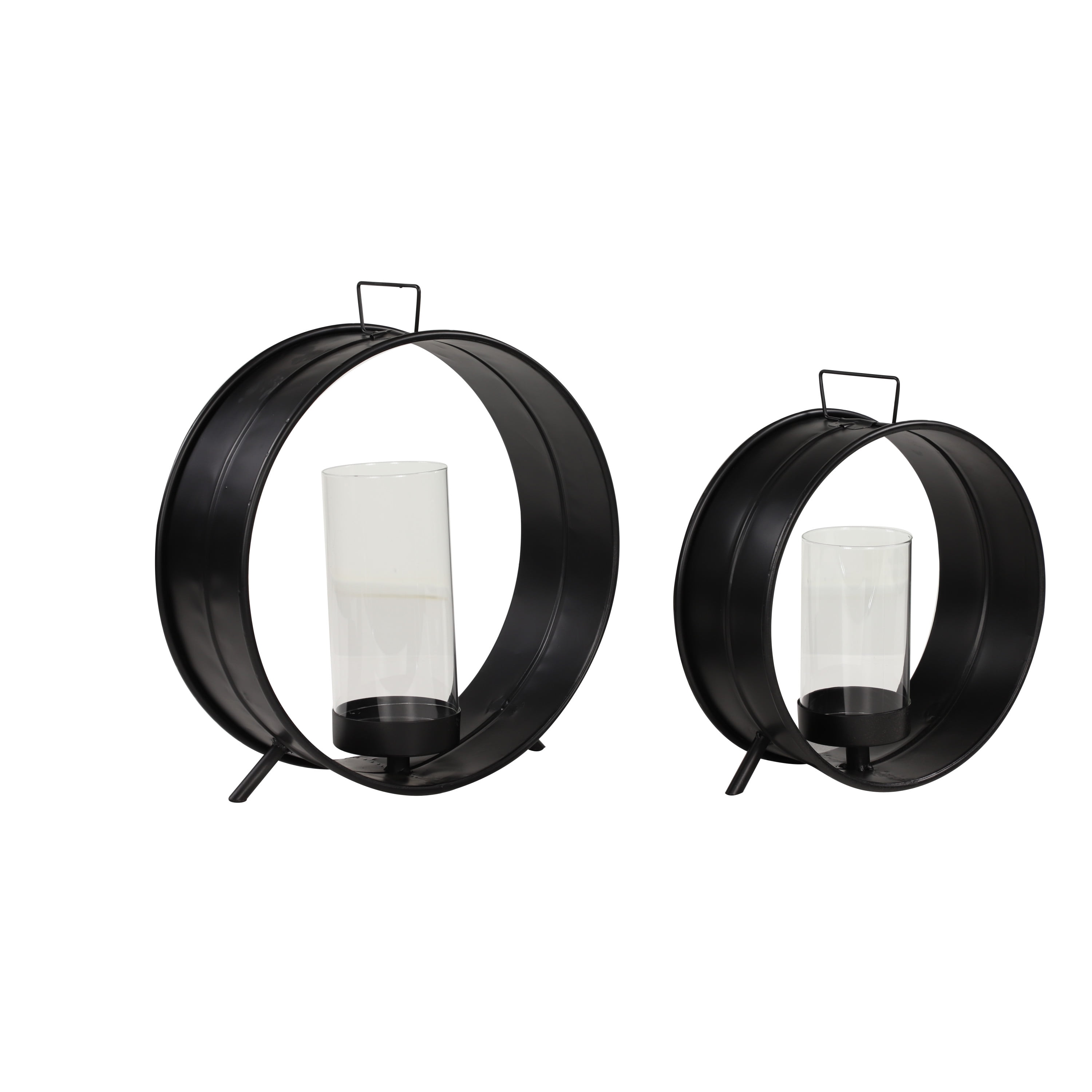 DecMode 16", 12"H Industrial Candlestick, Black, 2 - Pieces