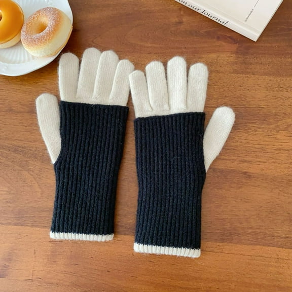 Zhuge Women's Thermal Knit Winter Gloves – Elastic Cuff, Stylish & Cozy Warm Gloves-White