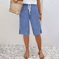 thumbnail image 4 of LEKODE Capris Athletic Pants for Women Golf Pants Linen Pants Women Pants for Women Loose Fit Comfy Pants Women Wide Leg Pants Woman Running Pants Women Blue XL, 4 of 8