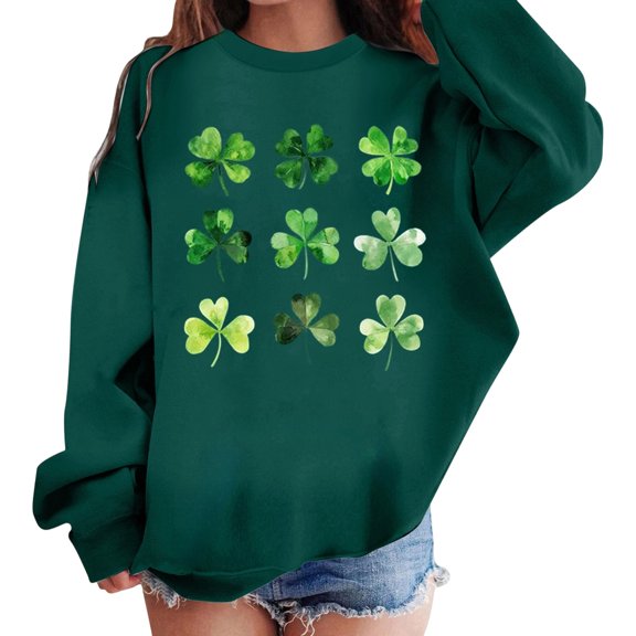 Toddler Cute Sweatshirts For Girls Crew Neck Clover Print Casual Pullover Hoodie Soft School Loose Fall Fashion Outfits Size 3-4T