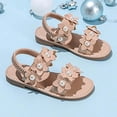 thumbnail image 2 of JAJAHO Girls Sandals Summer Open Toe Floral Design Outdoor Hook And Loop Flat Shoes For Little/Big Kids Lovely Shoes, 2 of 9