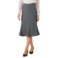 thumbnail image 1 of Falda elegante midi de mujer A-line con cremallera lateral y cintura alta en gris oscuro, 1 of 5