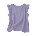 thumbnail image 5 of EnJoCho Girls Ruffl𝖾 Sleeveless Tank Tops Summer Cotton Linen T-Shirts Casual Crewneck Tees Tops Basic Blouse Kdis Girl Cute Shirts Little Girl Oversized T-Shirt, 5 of 5