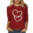 thumbnail image 2 of Goodtrade8 3/4 Sleeve Tops for Women Spring Pullover Casual Valentine Summer Crew Neck Plus Size Womens T-Shirts Cute, 2 of 5