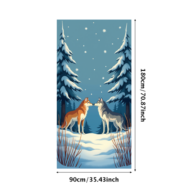 Forest Theme Wolf Image Backdrop Banner Decorative Party Background Photography Props Event Decoration Birthday Celebration Supplies