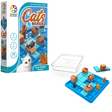 SmartGames Cats and Boxes Travel Game with 60 Challenges for Ages 7-Adult