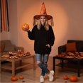 thumbnail image 4 of Womens Halloween Witch Hat with Mesh Veil, Pointed Cone Costume Hat for Party Dress Up Cosplay Haunted House, Wizard Headwear Orange, 4 of 6