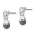 thumbnail image 2 of Rhodium-plated Kelly Waters Black Simulated Pearl CZ Earrings, 2 of 2