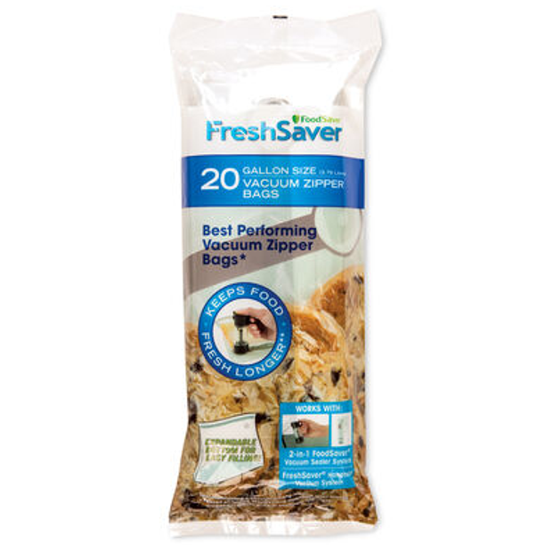 FoodSaver FSFRBZ0336NP Vacuum Zipper Gallon Bags, 20 Count Walmart