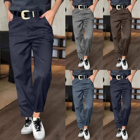 Miluxas Women's Wide Leg Pants High Waisted Straight Leg Casual Work Pants Business Trousers Gray XL(XL)