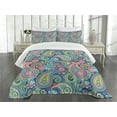 thumbnail image 3 of Ambesonne Paisley Quilted Bedspread Set 3 Pcs, Bohem Colorful, Queen Size, Multicolor, 3 of 5