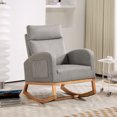 thumbnail image 2 of Rocking Chair Nursery Glider Chair, Upholstered Rocking Chair for Nursery with Rubber Wood Legs, Comfy High Backrest, Side Pockets, Armchair for Living Room, Bedroom, 2 of 9