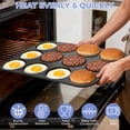 thumbnail image 6 of Walchoice 12-Cup Muffin Top Pan, Nonstick Stainless Steel Cupcake Pan for Baking, Regular Size Tin Tray for Cookie Pancake Hamburger Egg - 11” x 14.6” - Black, 6 of 8