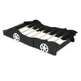 thumbnail image 2 of Twin Size Race Car-Shaped Platform Bed with Wheels,Black, 2 of 12
