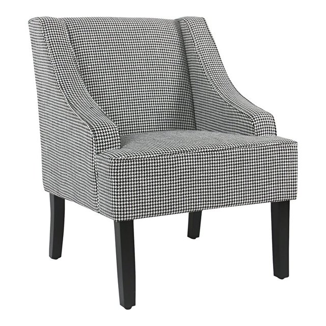 HomePop Fauteuil d'Appoint Traditionnel en Bois et Tissu à Accoudoirs Incurvés, Noir