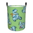 thumbnail image 1 of Balery Motorcycle Riding Dinosaur Cesta de ropa redonda con asas, impermeable, independiente, para ropa, juguetes, dormitorio y familia-Small, 1 of 6