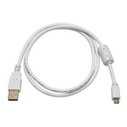 USB 2.0 A Male to Micro 5pin Male 28/24AWG Cable w/Ferrite Core (Gold Plated) - White - Monoprice®