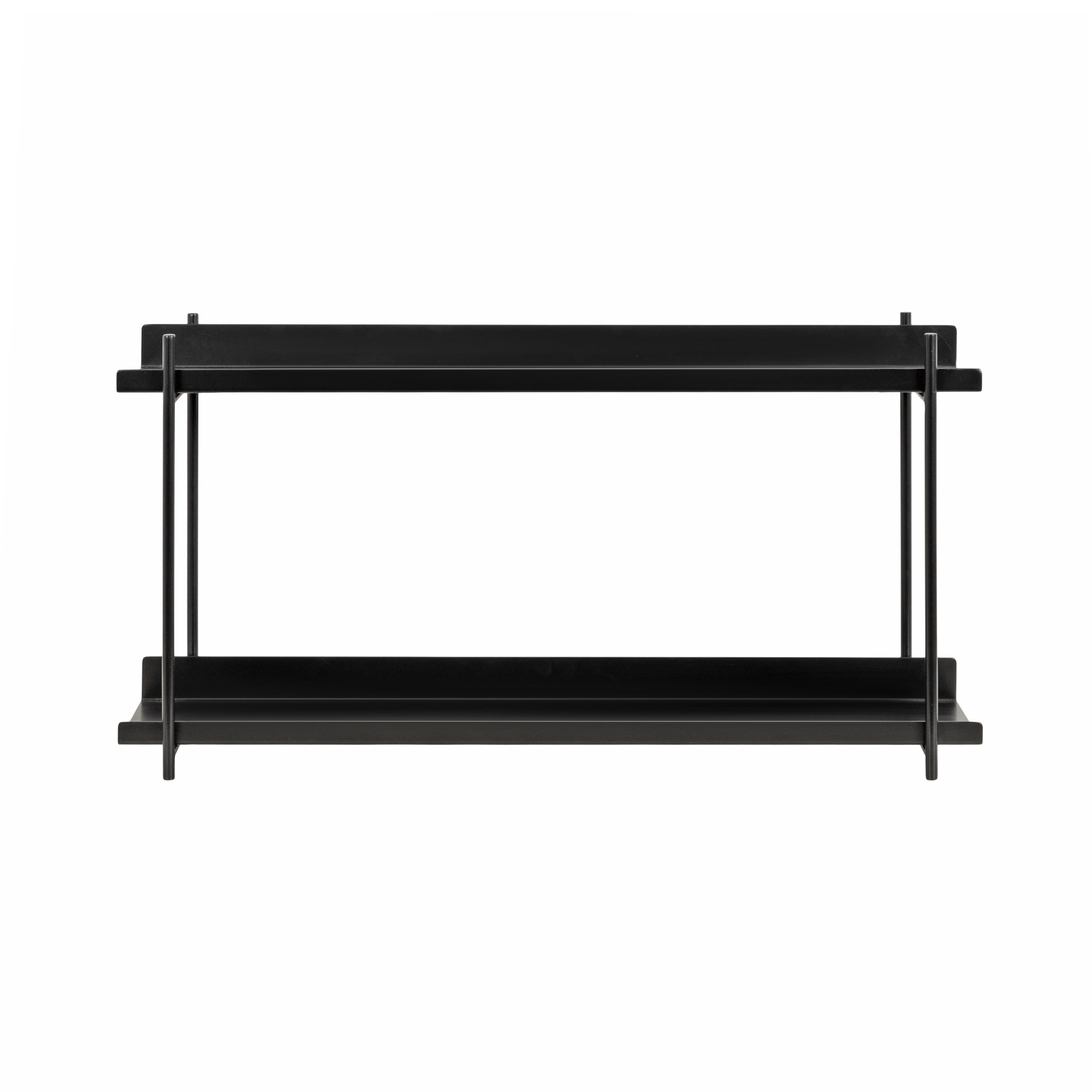 Kate and Laurel Dominic Modern Metal Bathroom Shelf, 28 x 7 x 15, Black, Contemporary Sleek 2-Tier Floating Shelves for Wall Decor, Display, and Over Toilet Storage