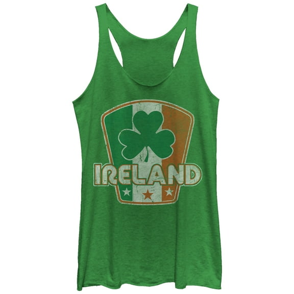 Women's Lost Gods Ireland Flag Clover  Racerback Tank Top Envy Green Medium