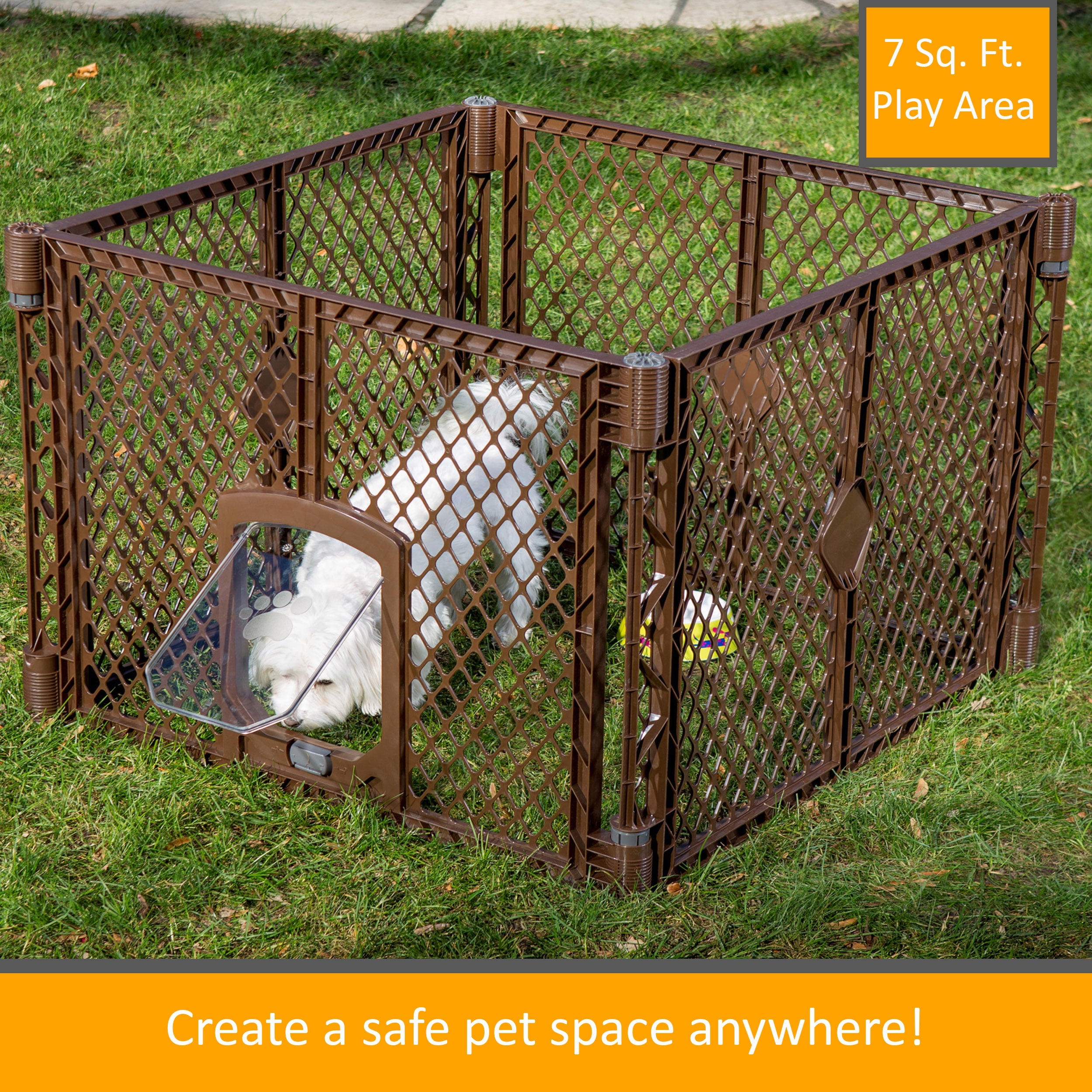 North States MyPet Petyard Passage 4 Panel Plastic Dog Playpen Indoor Outdoor Brown Walmart