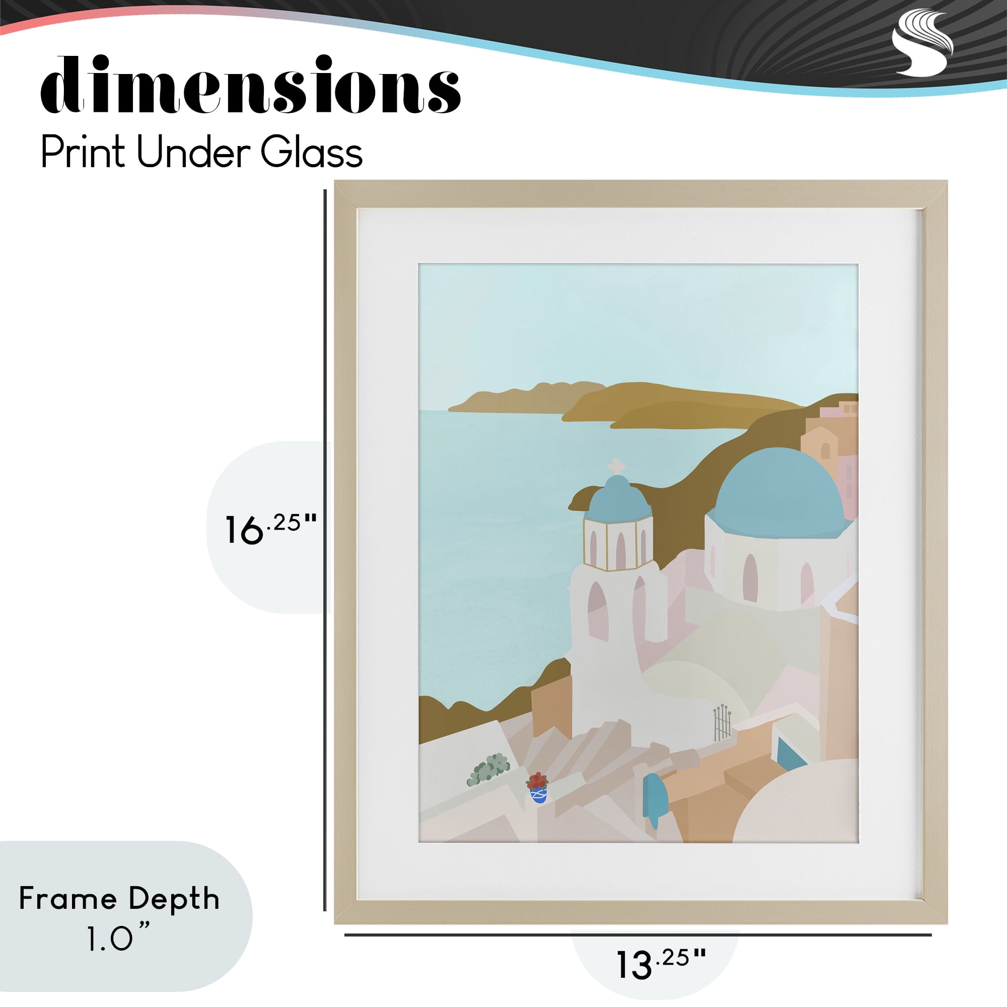 Stupell Industries Coastal Santorini Vibes Birch Framed Print Under Glass, design by Anna Quach