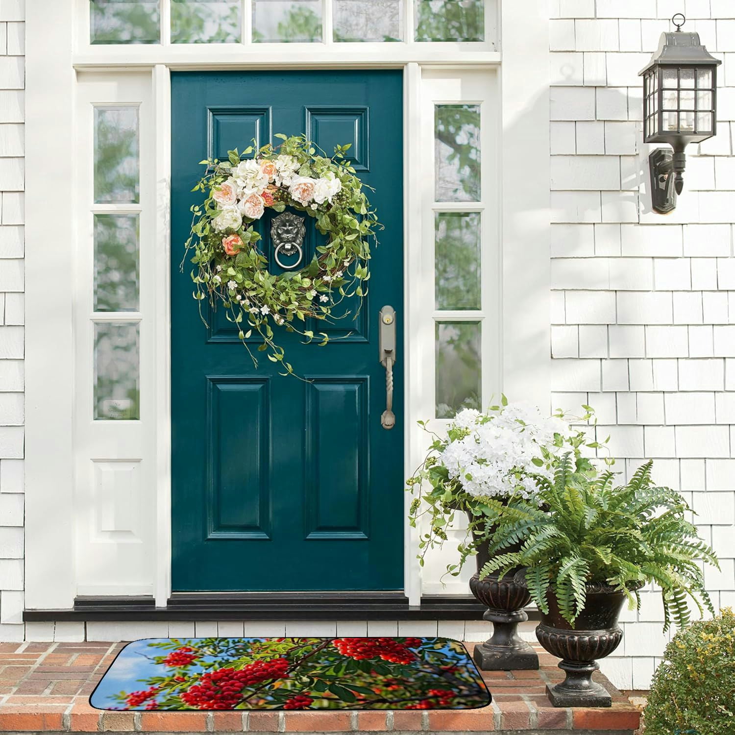 PHYHOO Decorative Door Mat, Door Mat with Non-Slip Rubber Backing, Easy Cleaning, Traps Dirt, Rug for Entry, Patio, Garage - Mountain Ash Ash Berries Red Rowan 19.68*47.24 in