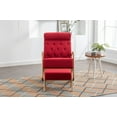 thumbnail image 3 of Rocking Chair Nursery with Ottoman, Modern Glider Rocker with Button Design Back and Wood Base, Accent Armchair for Living Room Reading Room Bedroom, Red, 3 of 9