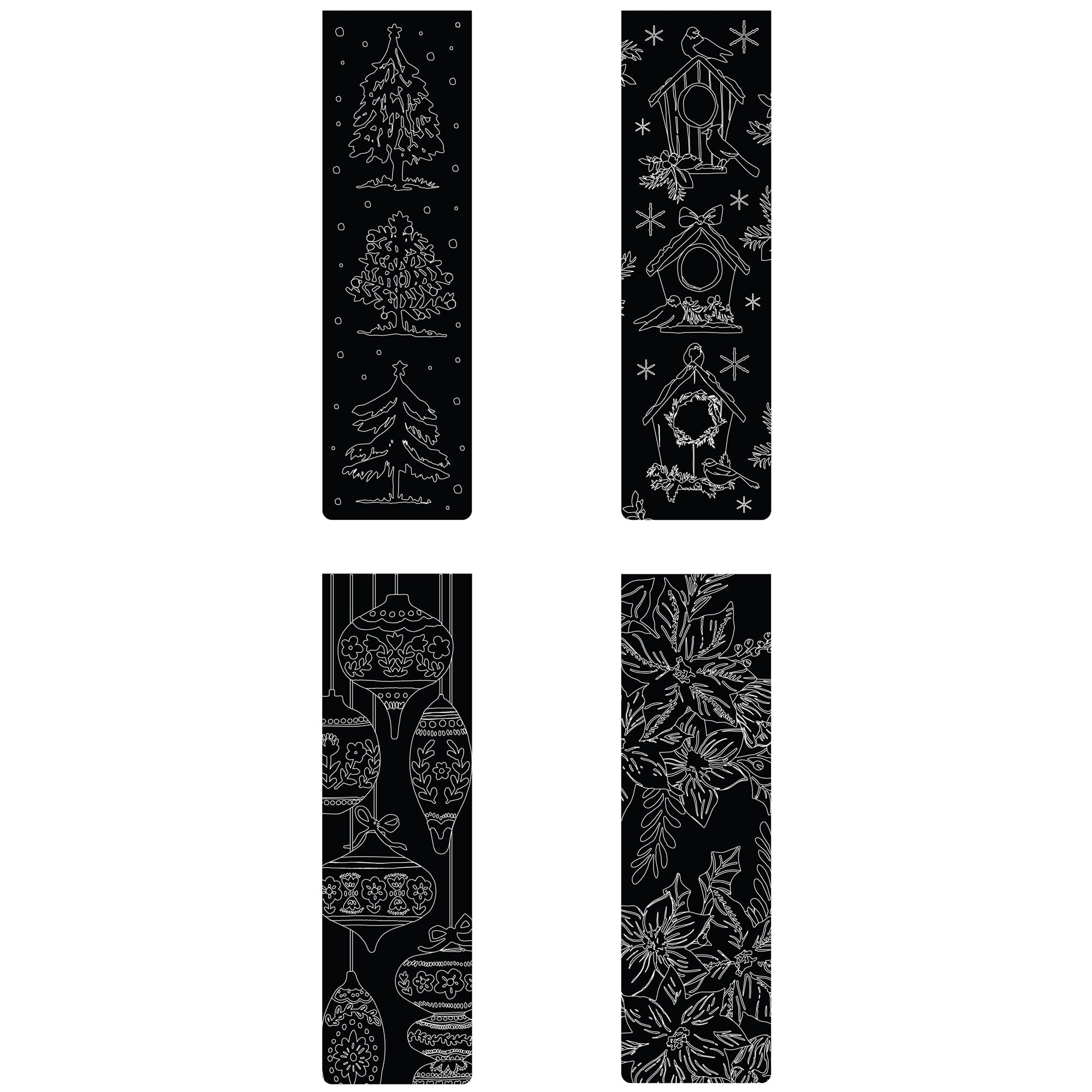 Brea Reese: Scratch Art Bookmark Kit - Ornaments - 10 Holiday-Themed Bookmarks, Wooden Stylus, Metallic Accents, Guided Art, DIY Christmas Adult Craft