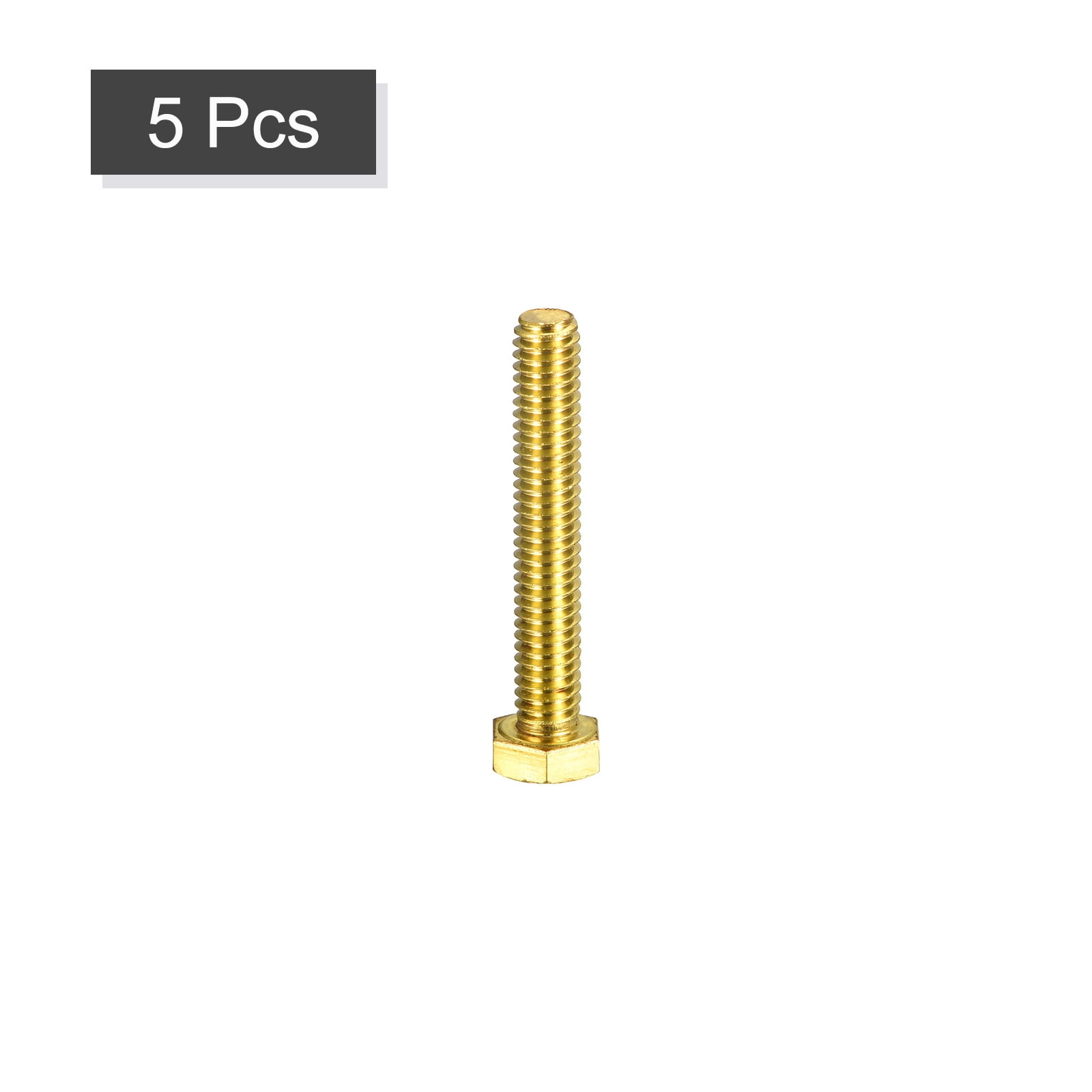 Lot De 5 Boulons Hexagonaux Laiton 5/16-18 X 2″ – Filetage Intégral, Uxcell