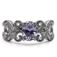 thumbnail image 3 of Womens Silver Rings High polished (no plating) Stainless Steel Ring with AAA Grade CZ in Light Amethyst TK079, 3 of 5