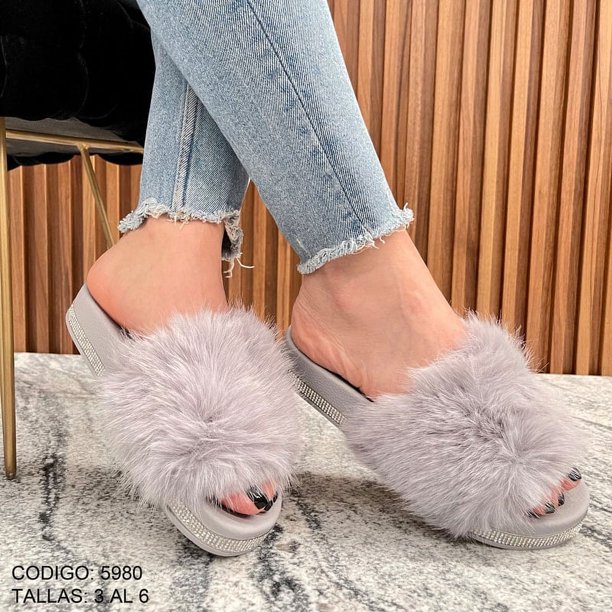 Pantunfla Modelo 5980 Chic Choes para Dama color Gris SBSC 5980-