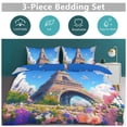 thumbnail image 5 of 3 Pcs Soft Bedding Set, Includes 1 Duvet Cover with Zipper And 2 Pillow,Shams Eiffel Tower Full(79"×90"), 5 of 8