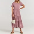 thumbnail image 4 of Robe d'Été pour Femmes 2024 Mode Grande Taille Décontractée Col Rond Manches Courtes Taille Haute Robe 50 % de Réduction Liquidation!, 4 of 9