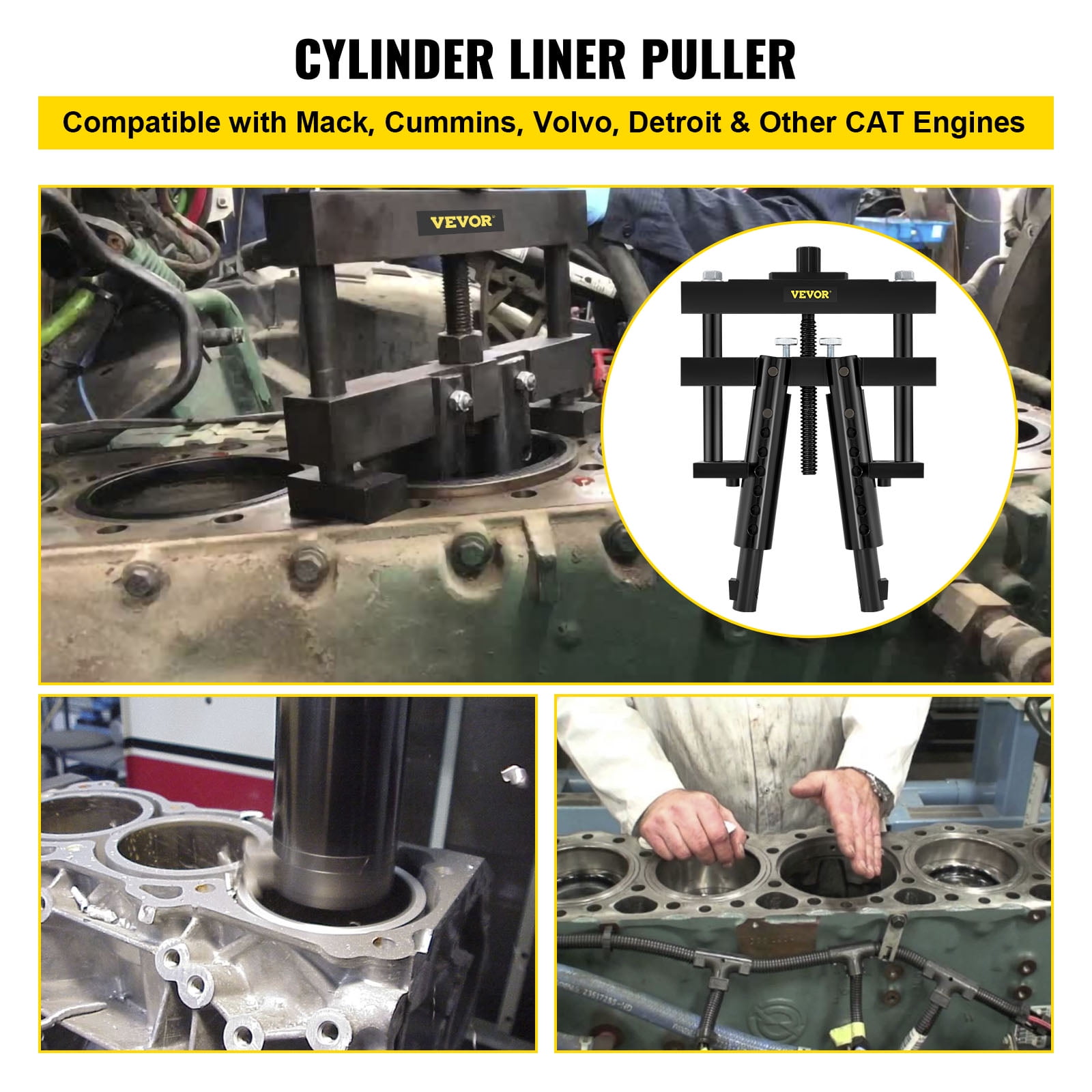 Replace PT-6400-C Works on Heavy-Duty Diesel Engines Wet Liners from 3-7/8 to 6-1/4 Bore 3376015 VEVOR Universal Cylinder Liner Puller Compatible with Caterpillar CAT Mack Cummins M50010-B 