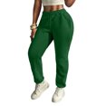 thumbnail image 3 of Nestiefly Plus SizeTall Women's Straight Leg Sweatpants Drawstring Elastic Waist Casual Joggers Pants with Pockets Open Bottom Dark Green L, 3 of 8