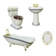thumbnail image 2 of 4pieces 1:12 Miniature Dollhouse Bathroom Set - Bathtub Toilet Sink Mirror, 2 of 6