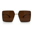 thumbnail image 6 of Womens Large Rectangle Thin Metal Rim Butterfly Minimal Sunglasses Gold - Brown, 6 of 8