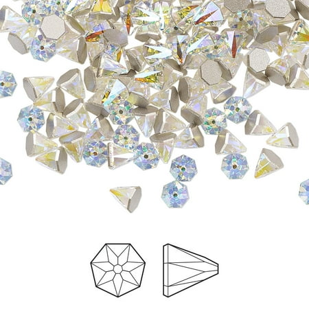 

Flat back Crystal Passions rhinestone crystal AB foil back 4mm faceted round spike (2019). Sold per pkg of 6.