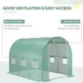 thumbnail image 4 of Outdoor Lighting Outsunny 9.8' x 6.6' x 6.6' Plastic Greenhouse Cover Replacement, Heavy Duty Waterproof Tarp for Hoop House, Sheeting with 6 Windows, Door & Reinforcement Grid, Green,Outdoor String, 4 of 5