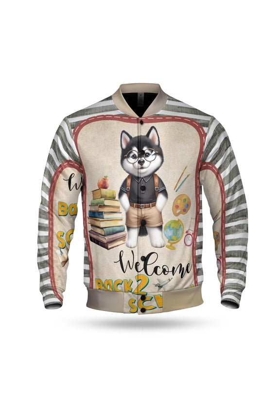 Welcome Siberian Husky Back to School Vintage Retro All Over Print 3D Baseball Jacket Husky Dog Lover Gifts Bomber Jacket Softball - 02012