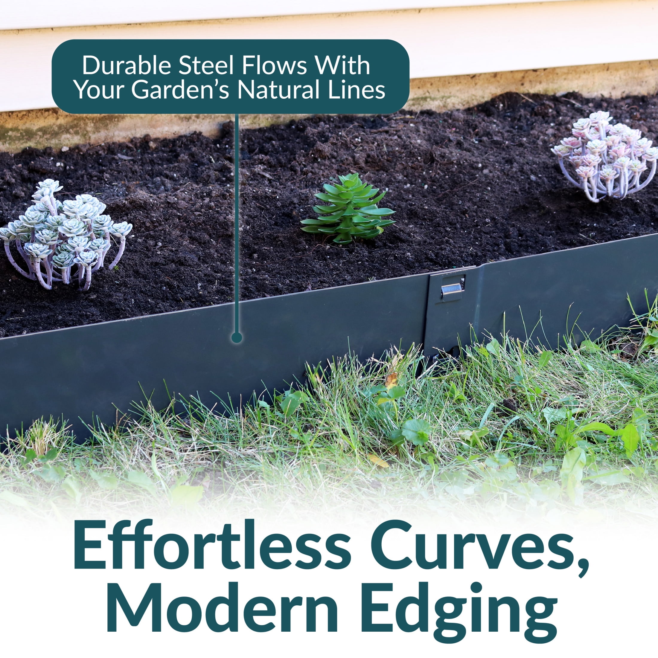 Sunnydaze 7" x 42" Gray Steel Landscape Edging Border (5 Pack)