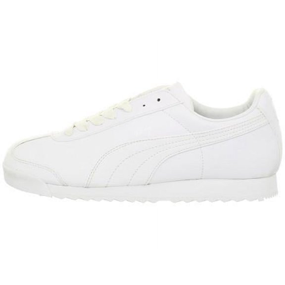 Kids Puma Girls Roma Basic Low Top Lace Up, White/Light Gray,  Size Big Kid 6.0