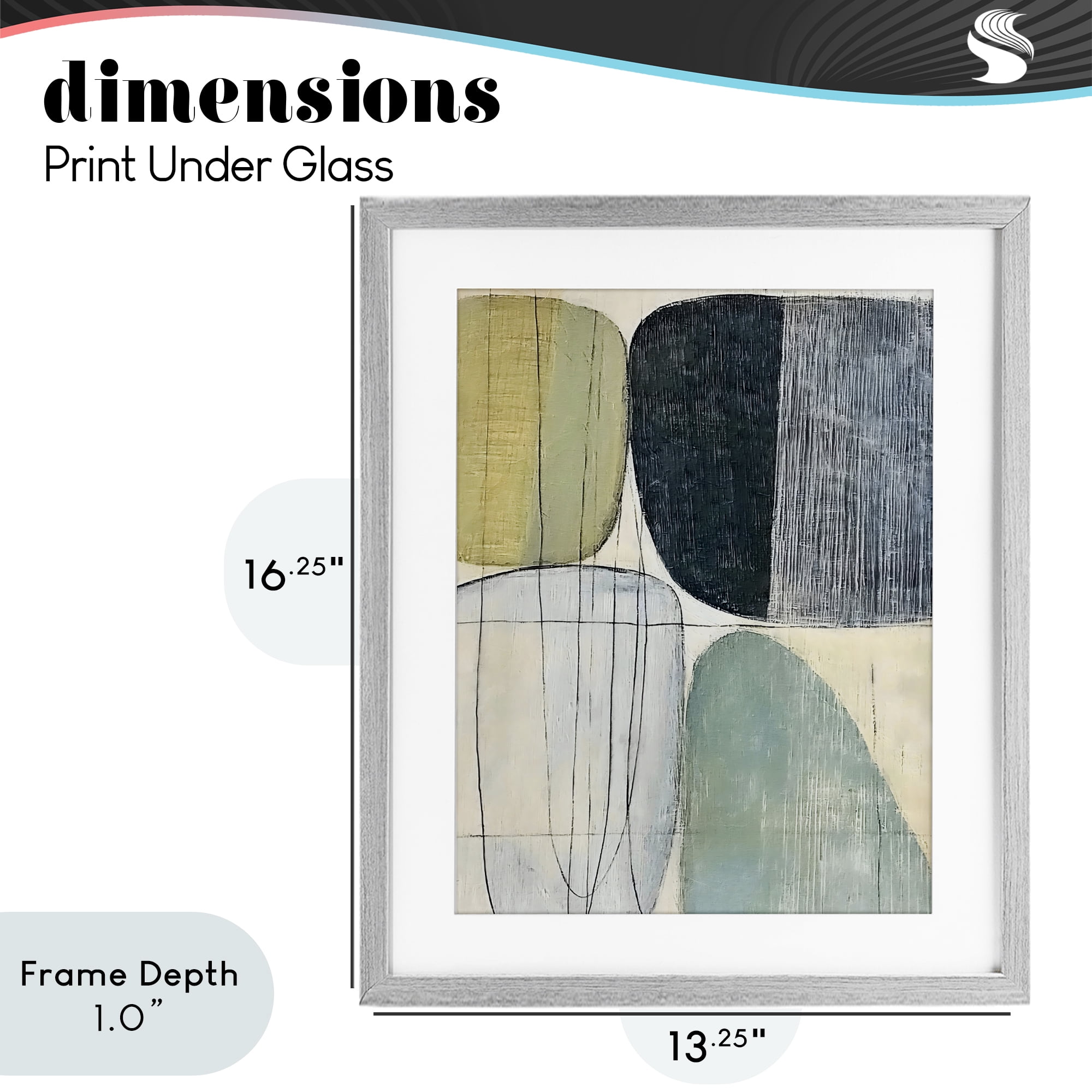 Stupell Industries Modern Organic Composition Gray Framed Print Under Glass, design by Riley B