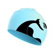thumbnail image 1 of Gorro de natación de silicona para cabello largo, cubre orejas, flexible e impermeable, color azul, 1 of 5