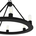 thumbnail image 5 of Hunter - Saddlewood 6-light Natural Black Iron, Large Chandelier, Dimmable, Casual Style, Wagon Wheel Shaped, for Bedrooms, Dining, Living Rooms - 19033, 5 of 9